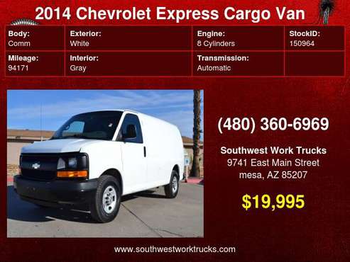 2014 Chevrolet Express Cargo Van RWD 2500 135 - cars & trucks - by... for sale in mesa, NM