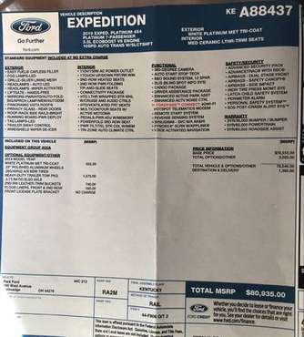 2019 Ford Expedition Platinum 7300 miles for sale in Frederic, MI
