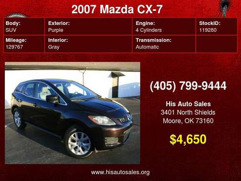2007 Mazda CX-7 FWD 4dr Grand Touring - cars & trucks - by dealer -... for sale in MOORE, OK