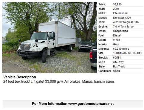 International 4300 DT466 24 Foot Box Truck! - - by for sale in PA
