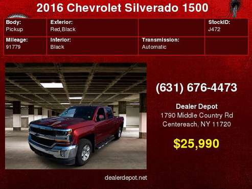 2016 Chevrolet Silverado 1500 4WD Crew Cab 143.5" LT w/2LT for sale in Centereach, NY