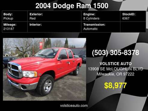 2004 Dodge Ram 1500 4dr Quad Cab 4X4 SLT RED SHARP TRUCK ! - cars for sale in Milwaukie, OR