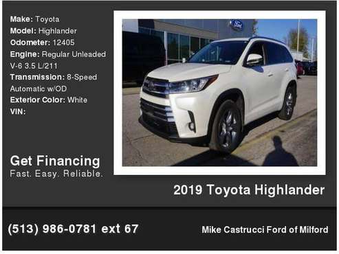 2019 Toyota Highlander - cars & trucks - by dealer - vehicle... for sale in Milford, OH