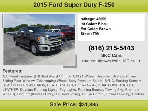 2015 Ford F250 Lariat 43k Miles Awesome Rates for sale in hville, MO