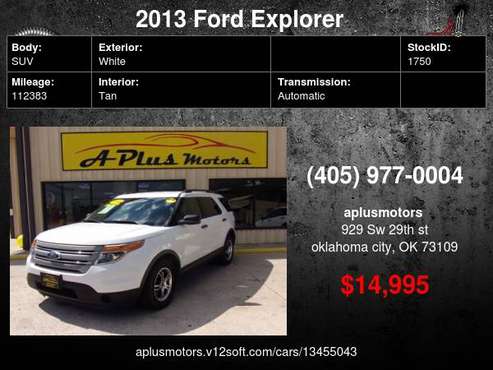 2013 Ford Explorer Base 4dr SUV - cars & trucks - by dealer -... for sale in Oklahoma City, OK