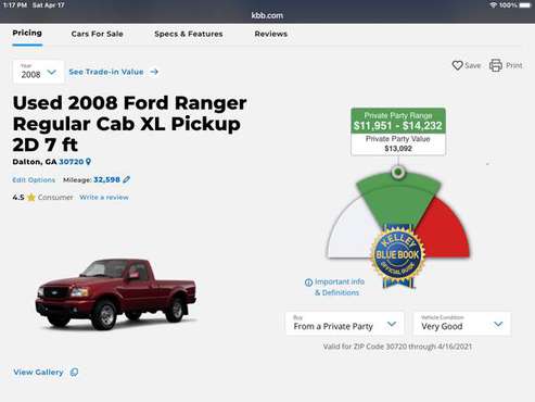 2008 Ford Ranger low low miles for sale in Dalton, GA