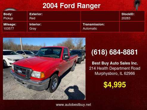 2004 Ford Ranger XLT 2dr Standard Cab RWD SB Call for Steve or Dean... for sale in Murphysboro, IL