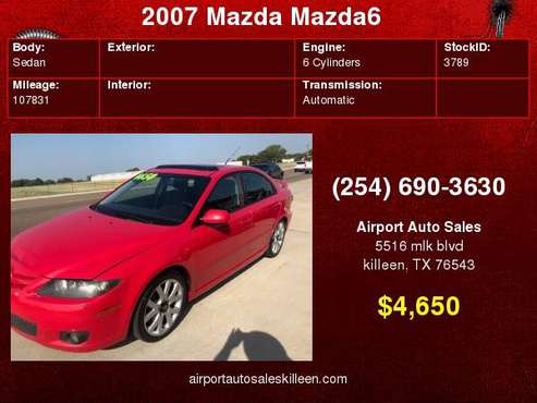 2007 Mazda Mazda6 5dr HB Auto s Grand Touring for sale in Killeen, TX
