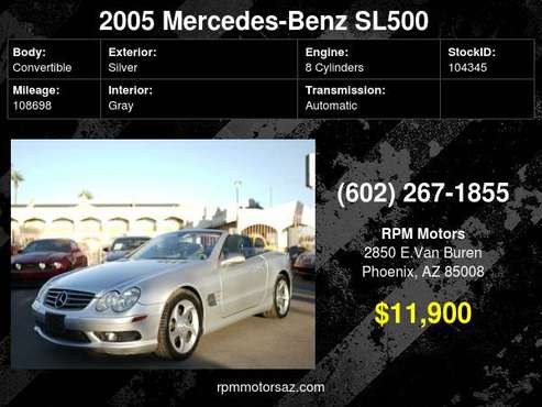 2005 Mercedes-Benz SL500 Roadster V8 - cars & trucks - by dealer -... for sale in Phoenix, AZ