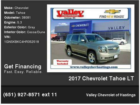 2017 Chevrolet Chevy Tahoe LT - cars & trucks - by dealer - vehicle... for sale in Hastings, MN