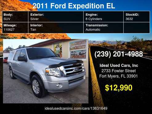 2011 Ford Expedition EL 2WD 4dr XLT with Cruise control - cars &... for sale in Fort Myers, FL