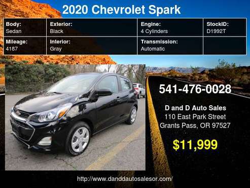 2020 Chevrolet Spark 4dr HB Man LS D AND D AUTO - - by for sale in Grants Pass, OR