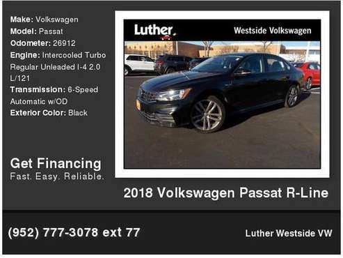 2018 Volkswagen VW Passat R-Line - cars & trucks - by dealer -... for sale in St Louis Park, MN
