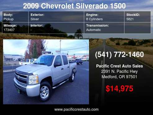 2009 Chevrolet 1500 4WD Crew Cab LT ! 1 OWNER ! - cars & trucks - by... for sale in Medford, OR