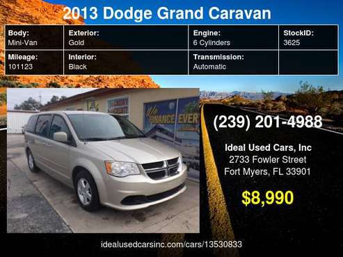 2013 DODGE GRAND CARAVAN 4DR WGN SXT with Observation mirror - cars... for sale in Fort Myers, FL