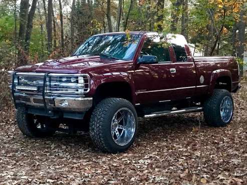 1997 Burgundy Chevrolet K2500HD with body and suspension lift. -... for sale in Lillington, NC