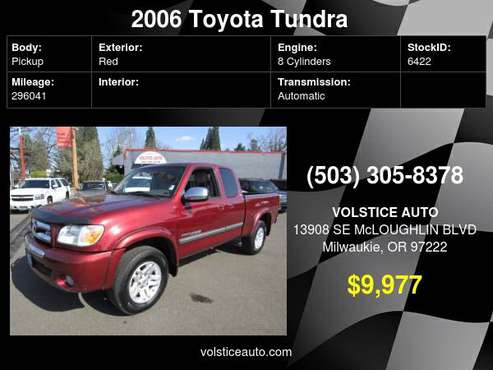 2006 Toyota Tundra AccessCab V8 SR5 4X4 RED 2 OWNER RUNS GREAT ! for sale in Milwaukie, OR