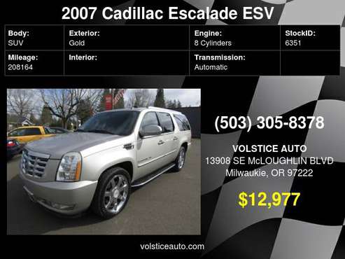 2007 Cadillac Escalade ESV AWD 4dr GOLD 2 OWNER SUPER CLEAN ! for sale in Milwaukie, OR