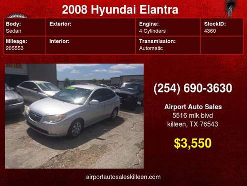 2008 Hyundai Elantra 4dr Sdn Gls! We Buy Cars! for sale in Killeen, TX