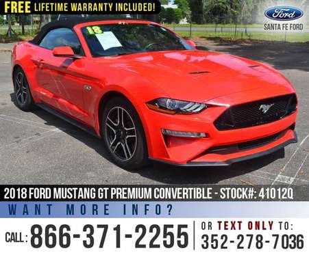 18 Ford Mustang GT Premium Convertible Remote Start, Soft-top for sale in Alachua, FL