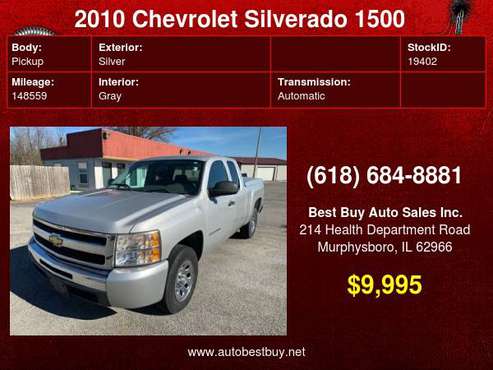 2010 Chevrolet Silverado 1500 Work Truck 4x2 4dr Extended Cab 6.5... for sale in Murphysboro, IL