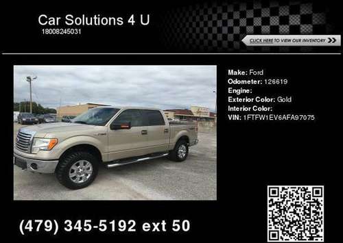 2010 Ford F150 4WD Supercrew XLT 5 1/2 Bad Credit, No Credit? NO for sale in ROGERS, AR