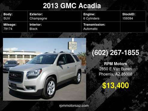 2013 GMC Acadia SLE-1 - cars & trucks - by dealer - vehicle... for sale in Phoenix, AZ