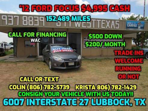2012 FORD FOCUS SEL for sale in Lubbock, TX
