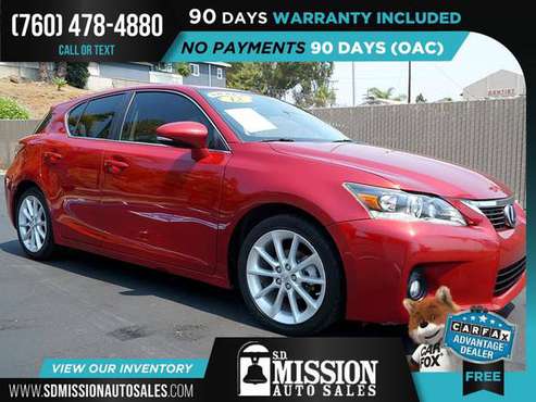 2012 Lexus CT 200h Premium FOR ONLY $194/mo! - cars & trucks - by... for sale in Vista, CA