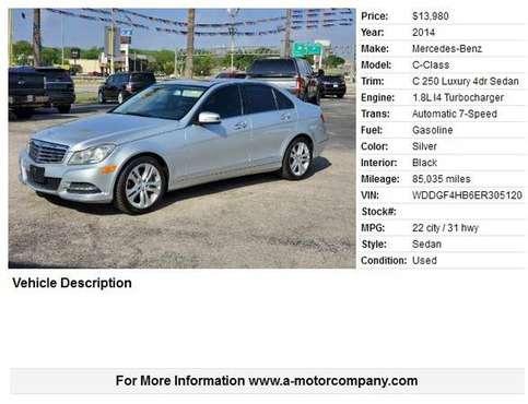 2014 Mercedes-Benz C 250 Luxury - - by dealer for sale in San Antonio, TX