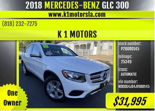 2018 Mercedes Benz/GLC 300/Sport/White/Low Mileage/1 Owner for sale in Los Angeles, CA