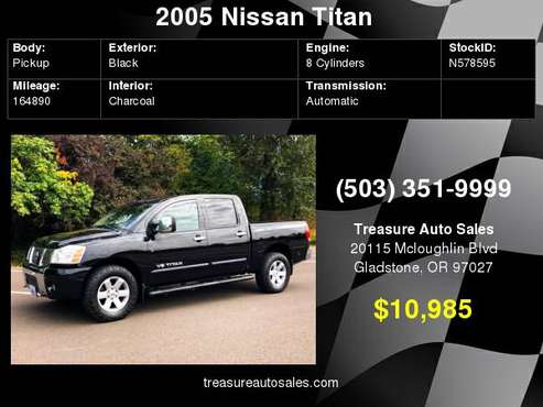 2005 Nissan Titan LE 4dr Crew Cab 4WD Black , Leather , loaded ! for sale in Gladstone, OR