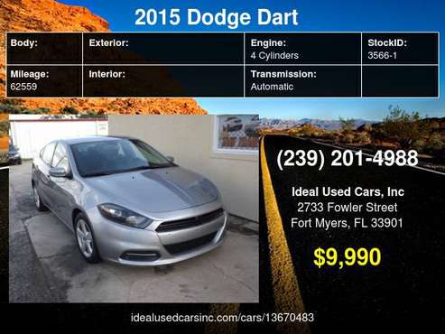 2015 Dodge Dart 4dr Sdn SXT with Audio Theft Deterrent - cars &... for sale in Fort Myers, FL