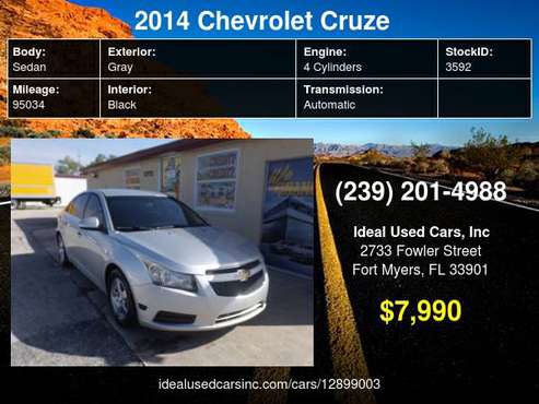 2014 Chevrolet Cruze 4dr Sdn Auto 1LT with Safety belts, 3-point,... for sale in Fort Myers, FL
