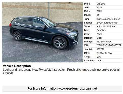 2016 BMW X1 SUV Sharp - - by dealer - vehicle for sale in Malvern, PA
