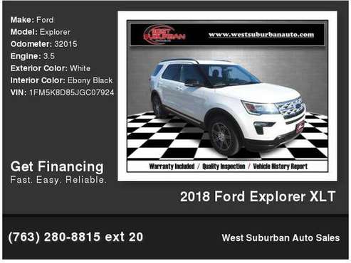 2018 Ford Explorer XLT - - by dealer - vehicle for sale in Buffalo, MN