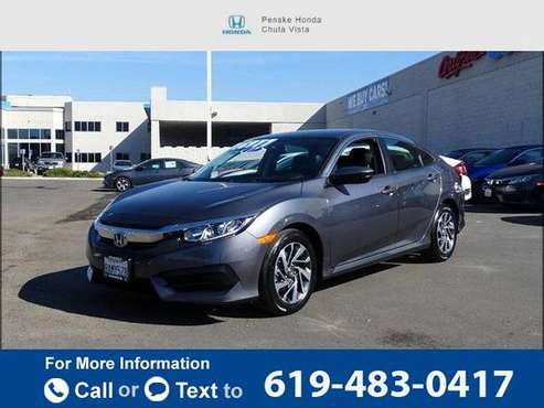 2017 Honda Civic EX sedan Gray - cars & trucks - by dealer - vehicle... for sale in Chula vista, CA