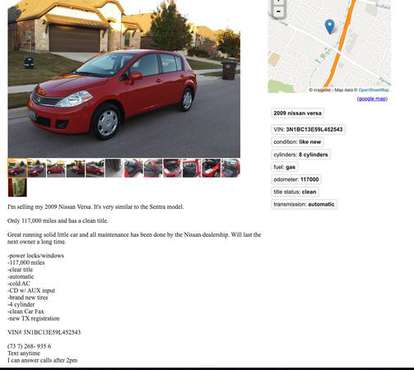 2009 Nissan Versa red - the seller scammed and threatened me - cars... for sale in Austin, TX