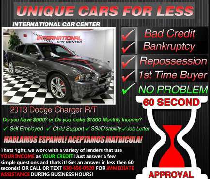 2013 Dodge Charger * Bad Credit * W/ $1500 Monthly Income OR $500... for sale in Lombard, IL