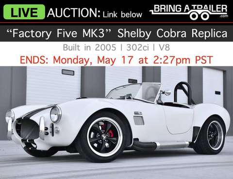 LIVE AUCTION: 1965 Shelby Cobra Replica - Factory Five Five Racing for sale in Houston, TX