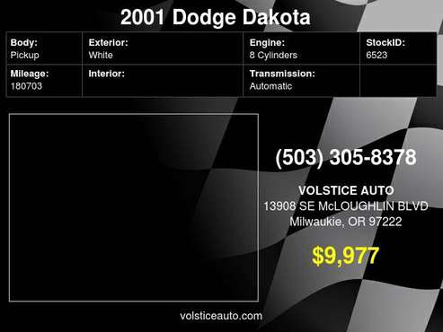 2001 Dodge Dakota Quad Cab 4X4 Sport WHITE 1 OWNER SO NICE ! for sale in Milwaukie, OR