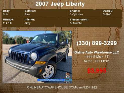 2007 *Jeep Liberty* 4X4 3.7L ENGINE SPORT CLEAN 114K FINANCING... for sale in Akron, OH