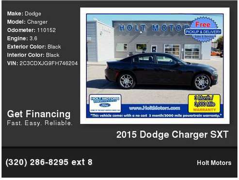 2015 Dodge Charger SXT - cars & trucks - by dealer - vehicle... for sale in Cokato, MN