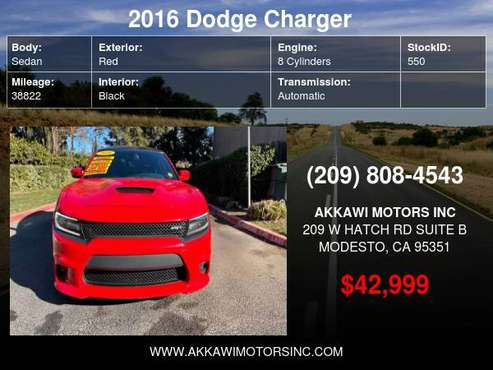 2016 Dodge Charger 4dr Sdn SRT 392 RWD - cars & trucks - by dealer -... for sale in Modesto, CA