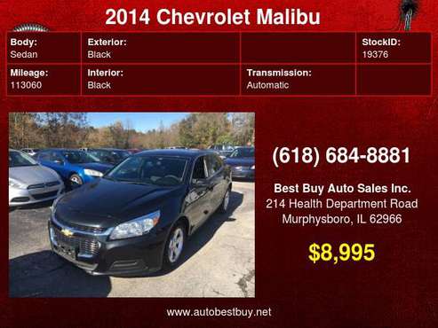 2014 Chevrolet Malibu LT 4dr Sedan w/1LT Call for Steve or Dean -... for sale in Murphysboro, IL