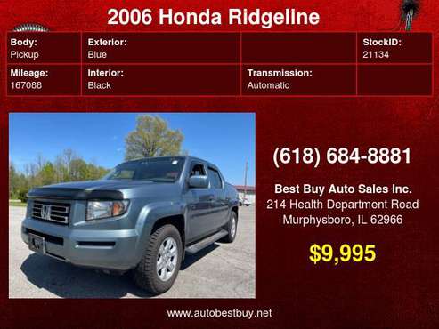 2006 Honda Ridgeline RTL AWD 4dr Crew Cab Call for Steve or Dean for sale in Murphysboro, IL