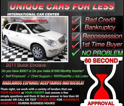 2011 Buick Enclave * Bad Credit ? * W/ $1500 Month Income OR $500... for sale in Lombard, IL