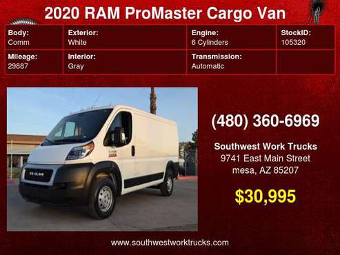 2020 RAM ProMaster Cargo Van 1500 Low Roof 136 WB for sale in mesa, TX