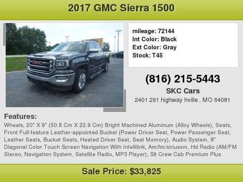 2017 GMC Sierra 1500 4WD Crew Cab SLT Over 180 Vehicles for sale in hville, MO