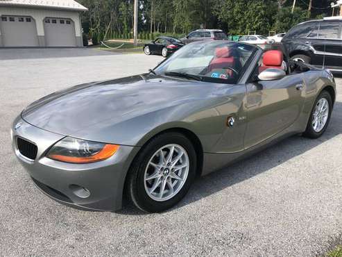 2003 BMW Z4 Automatic Grey over Red Leather Excellent Condition for sale in Palmyra, PA